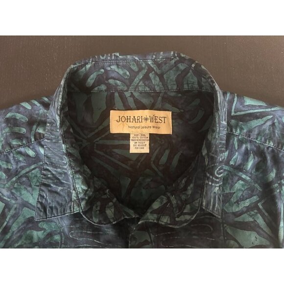 JOHARI WEST Shirt Men's 3XL Tropical Short Sleeve Button Up Camp Hawaiian Blue - Picture 3 of 6